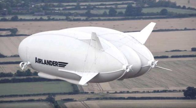 Airship Airlander giant helium-filled hybrid airplane takes its first flight