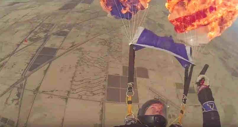 Skydiver set fire to her Parachute 1