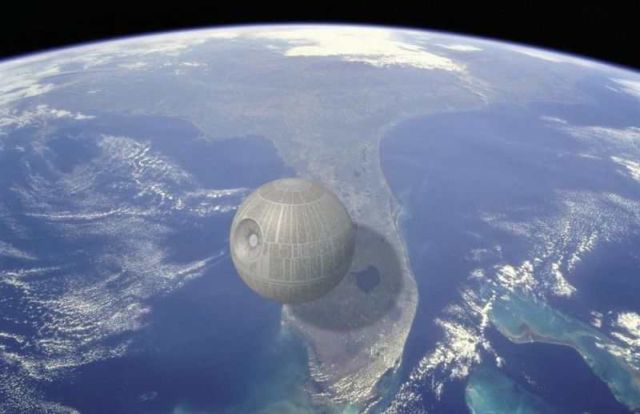 The Death Star's estimated width is around 99 miles across