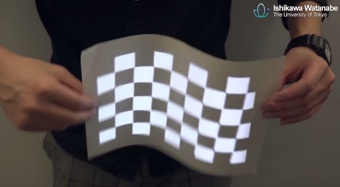 Dynamic projection mapping onto deforming non rigid surface 1