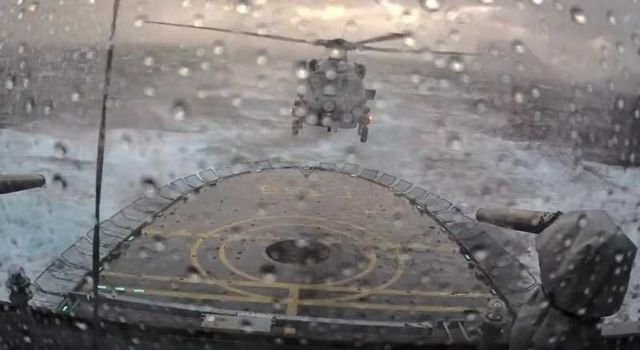 Helicopter Ship Landing in a massive Storm