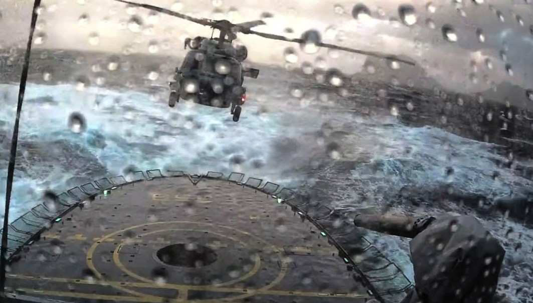 Helicopter Ship Landing in a massive Storm