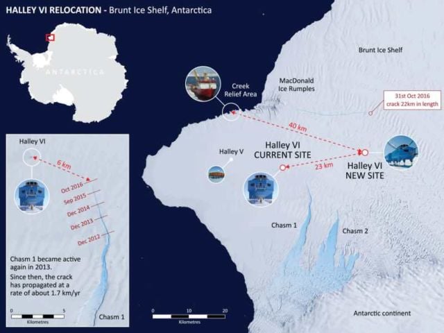 Halley Research Station in Antarctica map