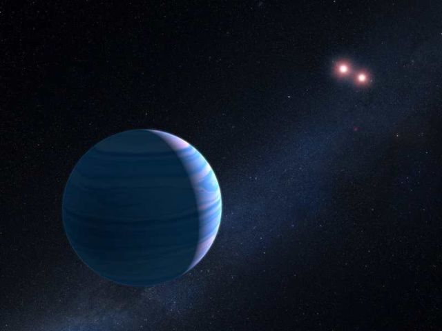 Artist’s impression of exoplanet orbiting two stars