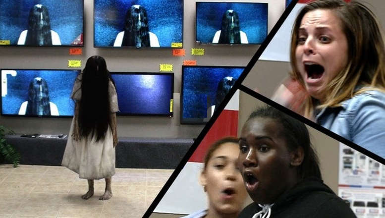 Terrifying Rings girl TV Store Prank 1