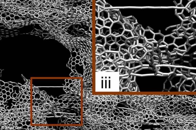 Computer simulation compression tests on the 3-D graphene