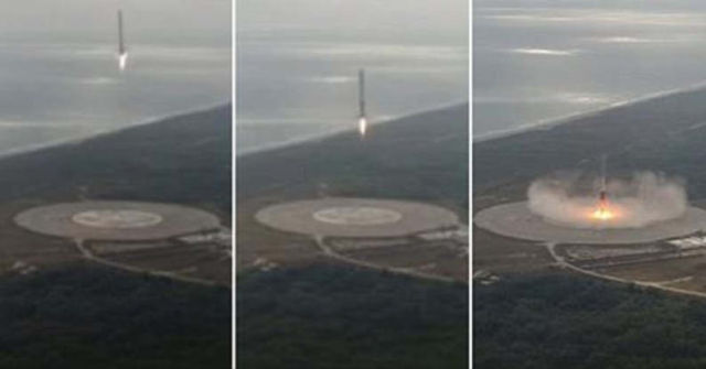 Amazing Drone view of the Falcon 9 First Stage Landing