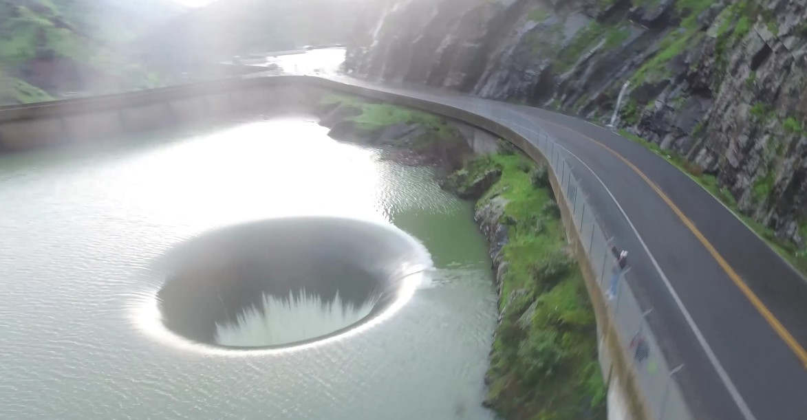 Overflowing Glory Hole Spillway