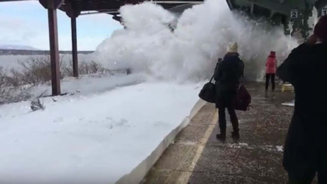Amtrak Snow-mo Collision 