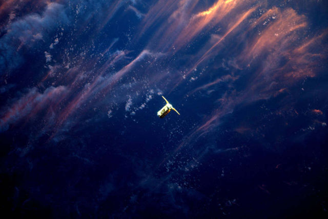 Cygnus Approaching Space Station in the Sunset