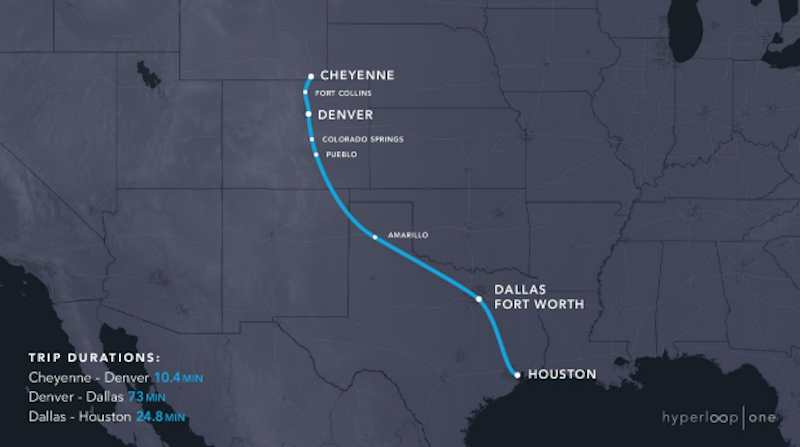Hyperloop One released 11 Routes in the US
