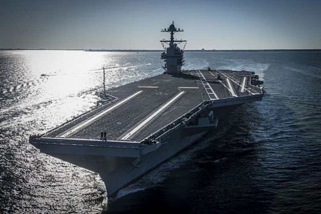 Supercarrier USS Gerald R. Ford underway for Sea Trials