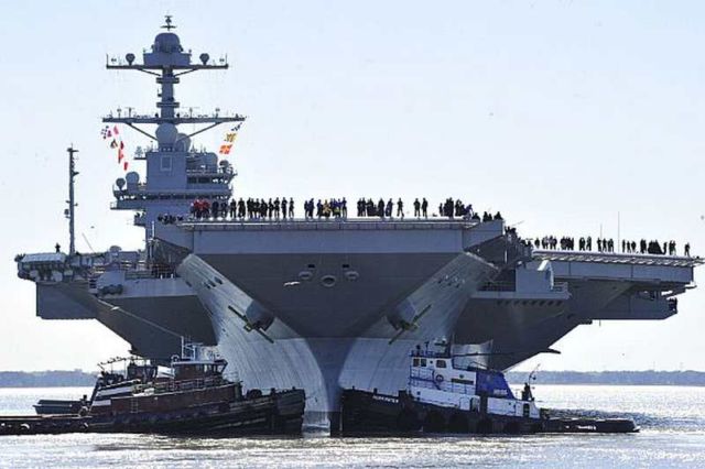 Supercarrier USS Gerald R. Ford underway for Sea Trials