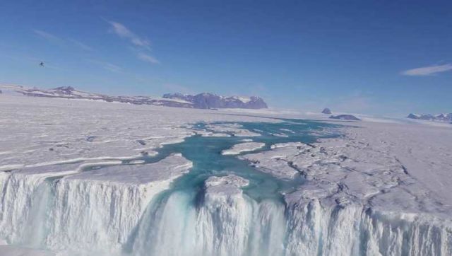 Waterfalls streaming in Antarctica