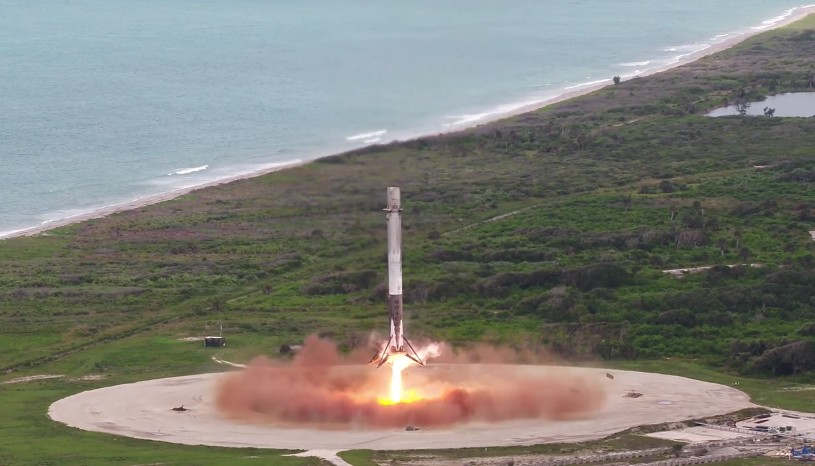The precise landing of a Falcon 9 reusable rocket