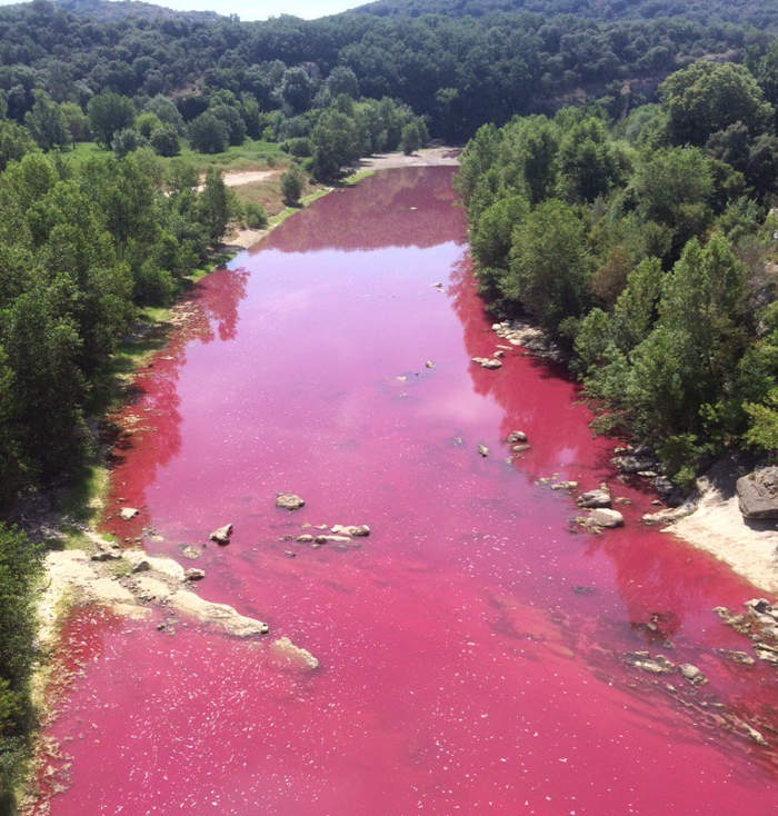 A River in France turned completely Red