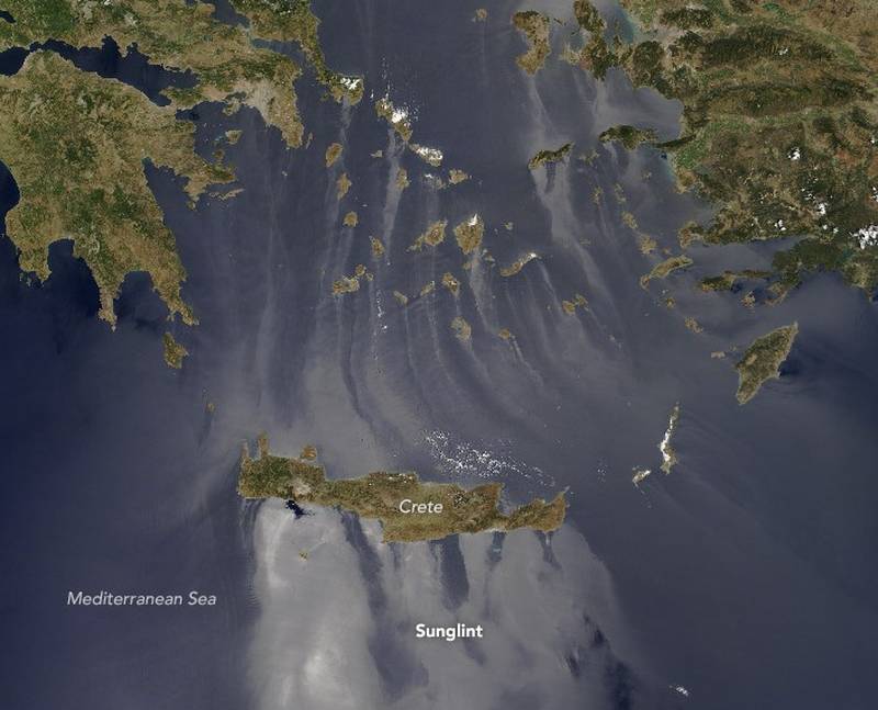 Sunglint on the Aegean and Mediterranean