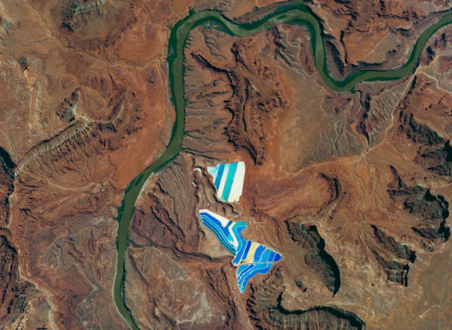 Solar Evaporation Ponds Near Moab, Utah