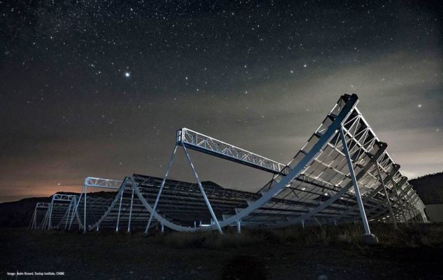 Canadian CHIME 100m long 'half-pipe' radio telescope