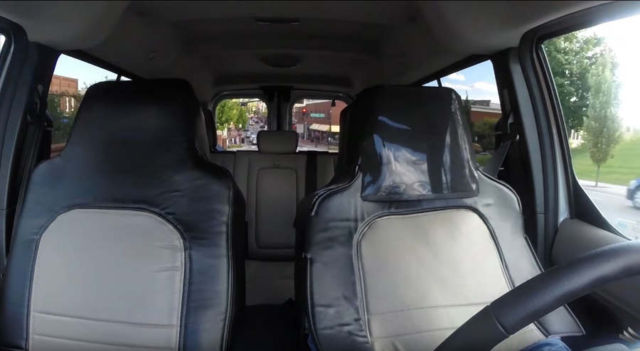 Man Dresses as a Car Seat for Self-Driving testing