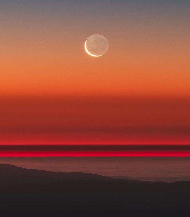 Earthshine from a young Crescent Moon