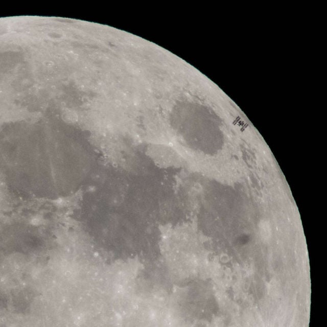 Space Station Transits the Full Moon 