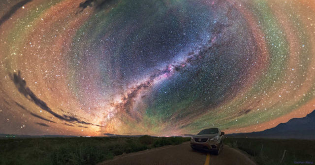 Airglow Bands Surround Milky Way 