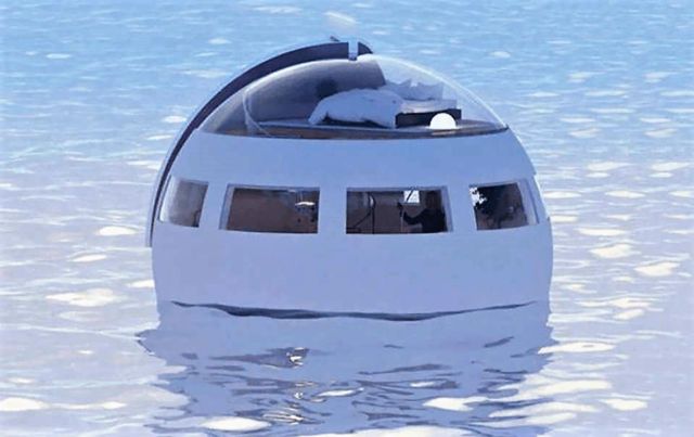 Floating futuristic Hotel Capsule 