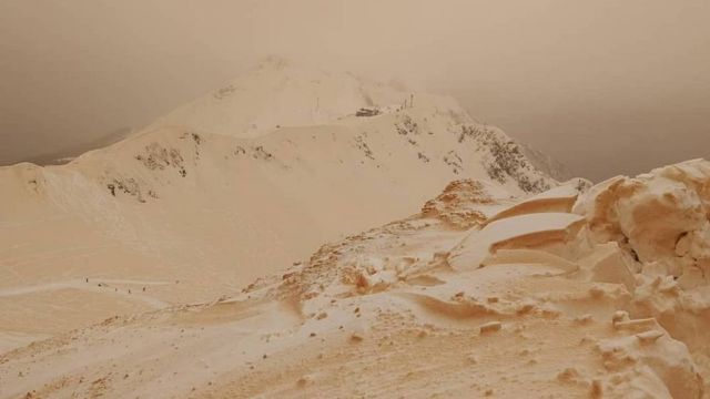 Orange Snow Covers European Peaks