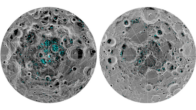 The presence of Ice at the Moon's Poles