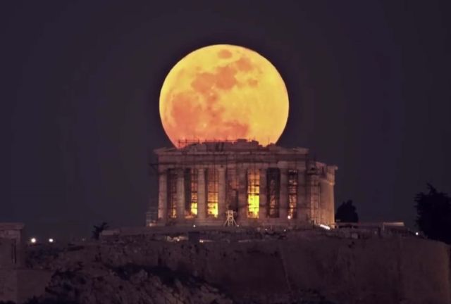 Full Moon rising from the Acropolis