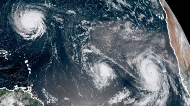 Three Hurricanes over Atlantic
