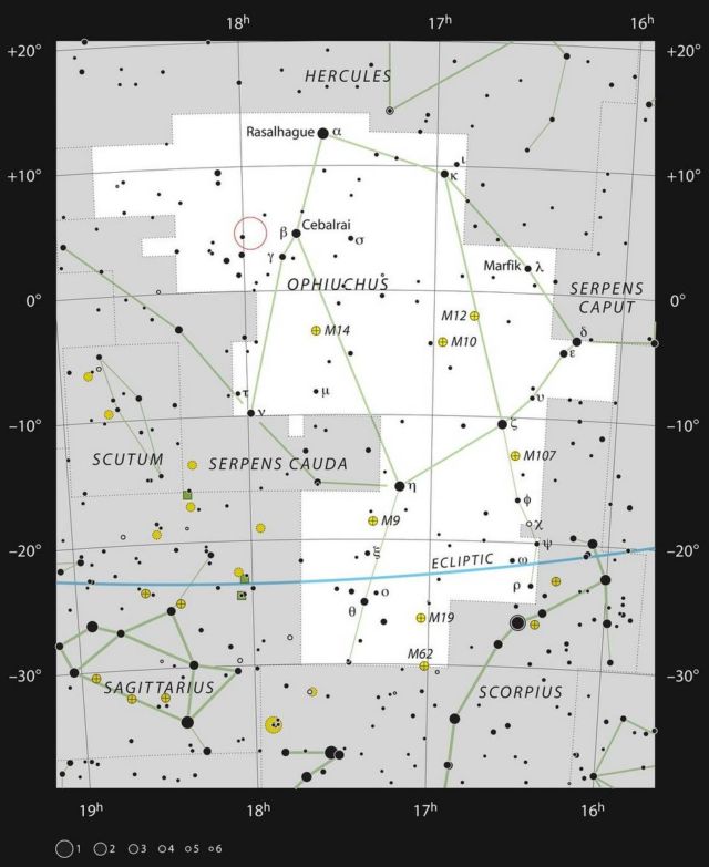 Barnard’s Star in the constellation Ophiuchus