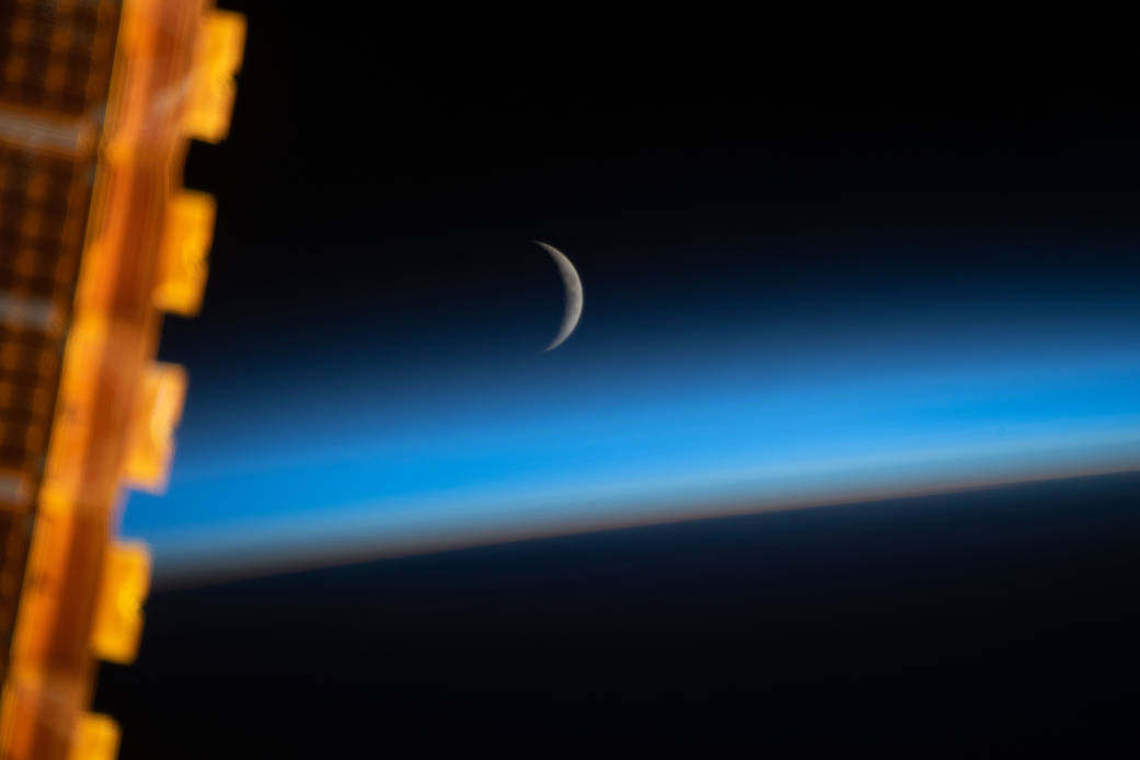 Waxing Crescent Moon Above Earth's Limb