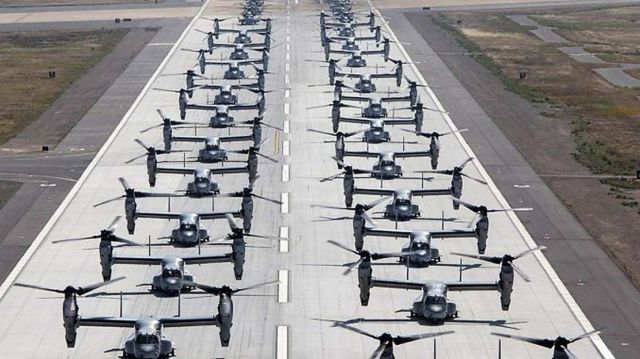 41 helicopters in a massive "Elephant Walk" formation 