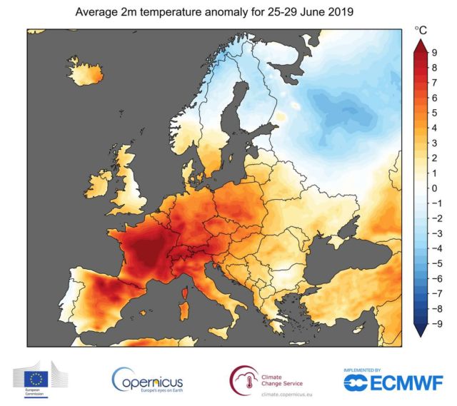 Record-breaking temperatures for June in Europe