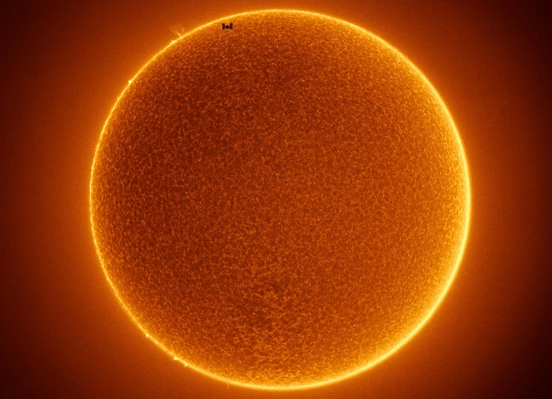 The Space Station Crosses a spotless Sun
