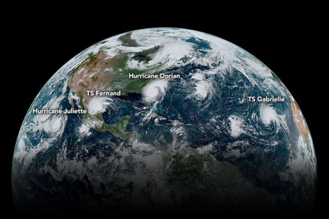 Four Tropical Cyclones from Space 