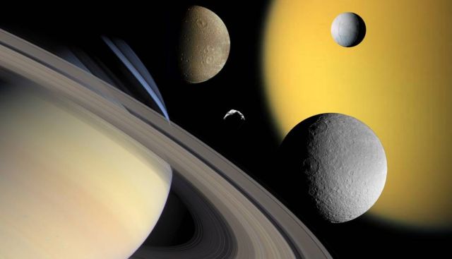 Moons around Saturn