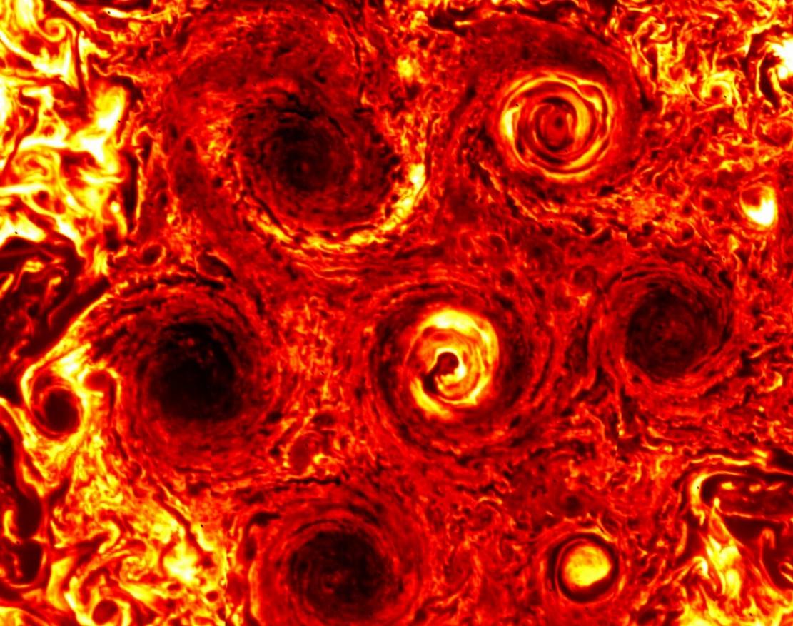 Cyclones on Jupiter form a giant Hexagon
