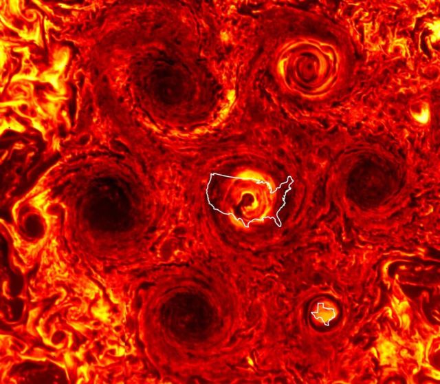 Massive Cyclones on Jupiter form a giant Hexagon