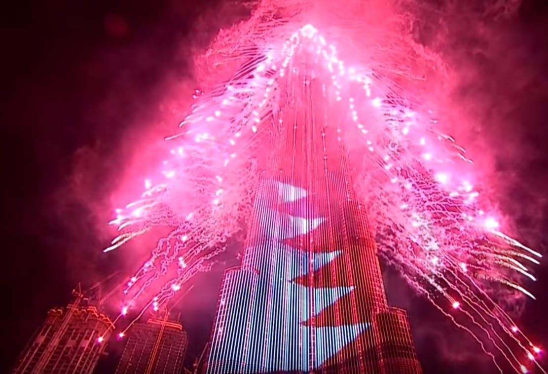 Stunning Fireworks show at World's Tallest Building