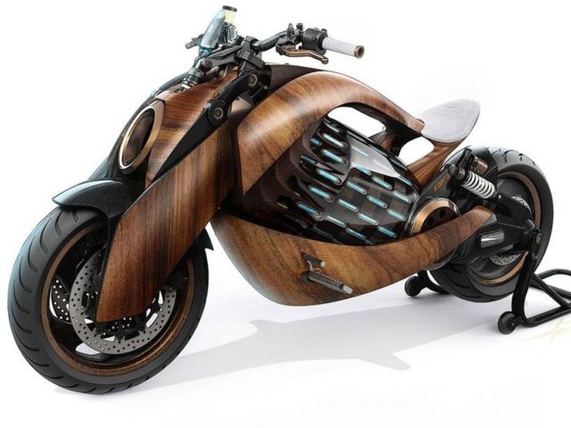 Newron Motors curved wooden electric Motorcycle (5)