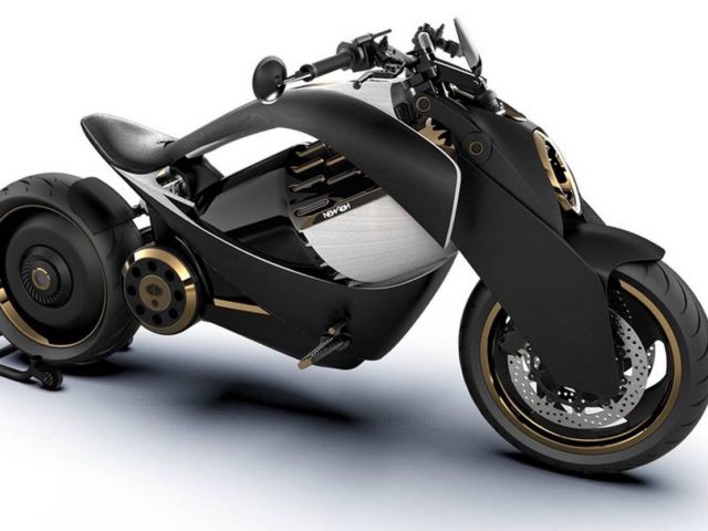 Newron Motors curved wooden electric Motorcycle (2)