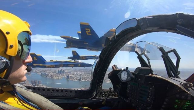Blue Angels and Thunderbirds Flyover above New York City