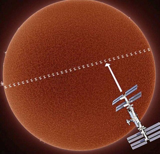 Space Station as it passes across the face of the Sun
