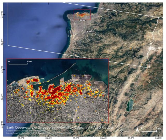 Satellite Maps Beirut Blast damage