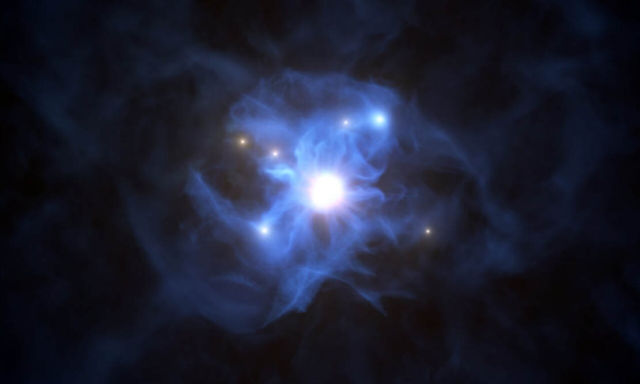 Galaxies trapped in the web of a Supermassive Black Hole