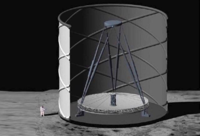 A Huge Telescope on the Moon to study the Big Bang 