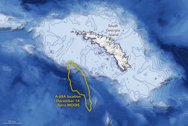 Giant Iceberg approaching South Georgia island